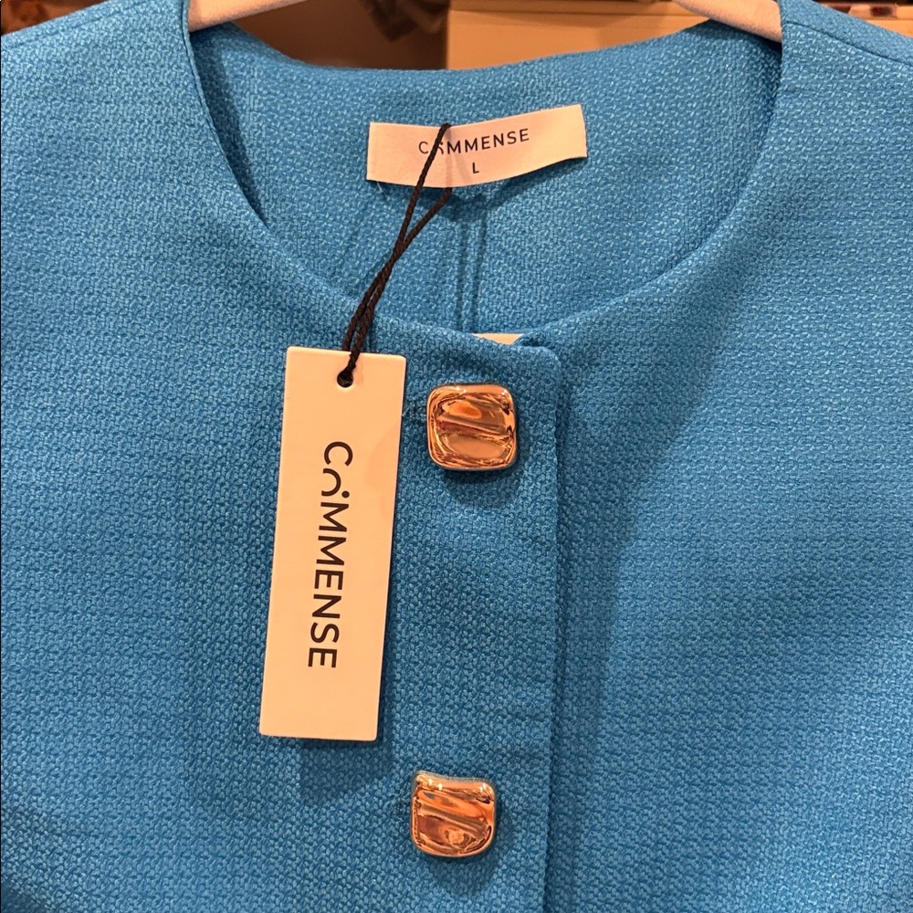 Commense Blue Textured Buttoned Top - Picture 9 of 9